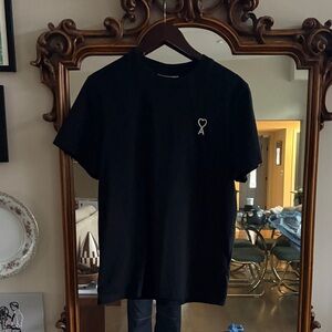AMI Alexandre Mattiussi Black Embroidered Heart T-Shirt